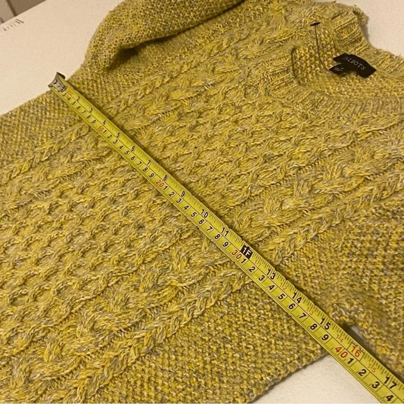 TALBOTS Merino Wool Blend Cable Knit Sweater Size S Gold/Yellow Zip Hemline - Picture 10 of 10